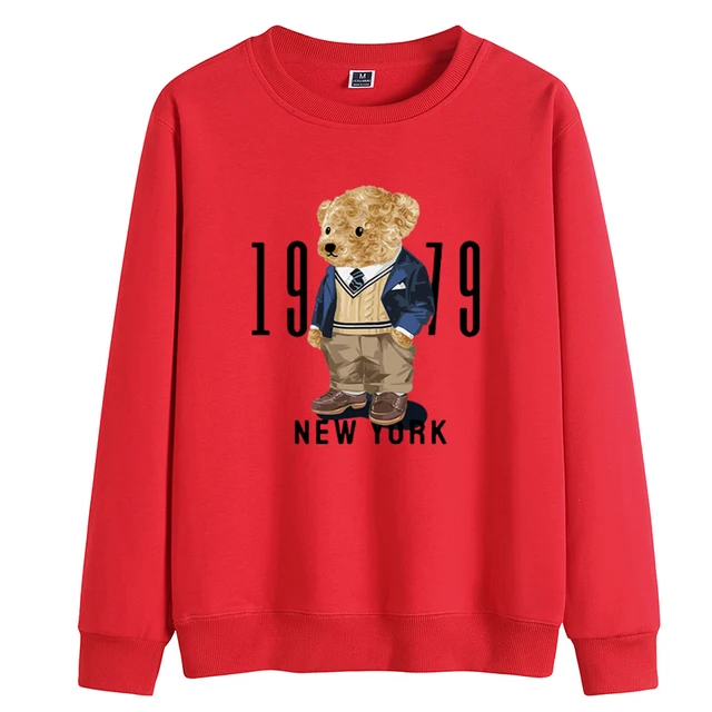 Creative Fashion Gentleman Teddy Bear Sweatshirt Autumn/Winter Thickening Plus-size Men and Women Hoodies Lovers Hoodie S-4XL as photo