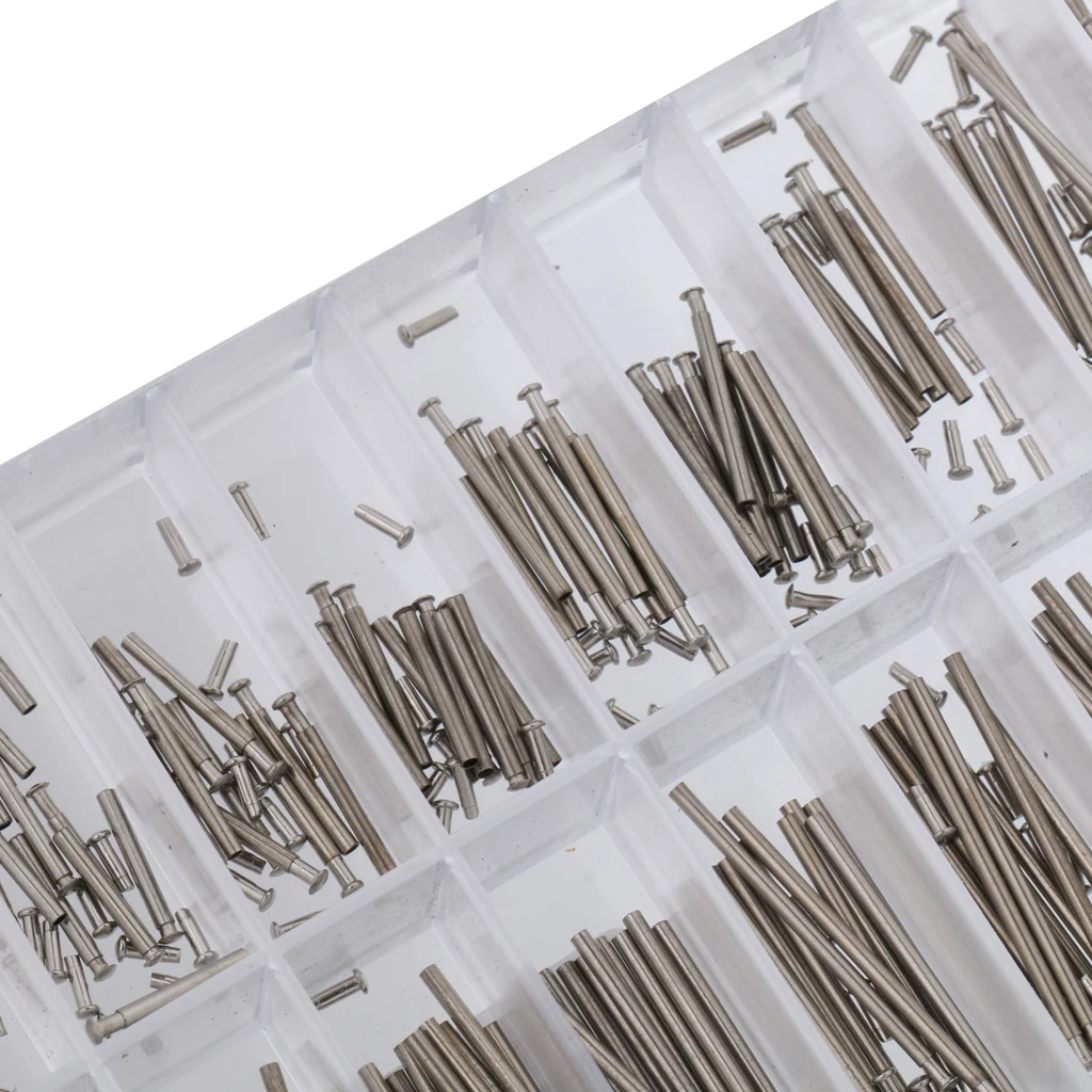 1 Box Nail Set 8 27mm Steel Watch Spring Bars Rivet Rod Strap Link Pin