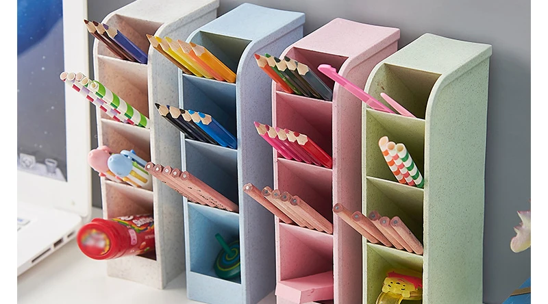 Newest Pencil Pen Case Storage Boxes Drawer Divider Makeup Brush Stand Toothbrush Organizer Table Desk Home Office Organization_09