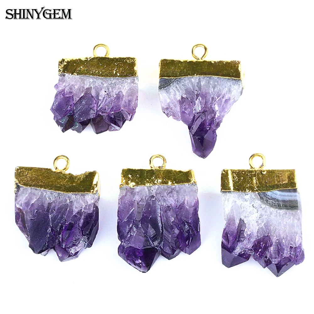 ShinyGem естественный неправильной формы сырой фиолетовая Друза Кристалл ломтик