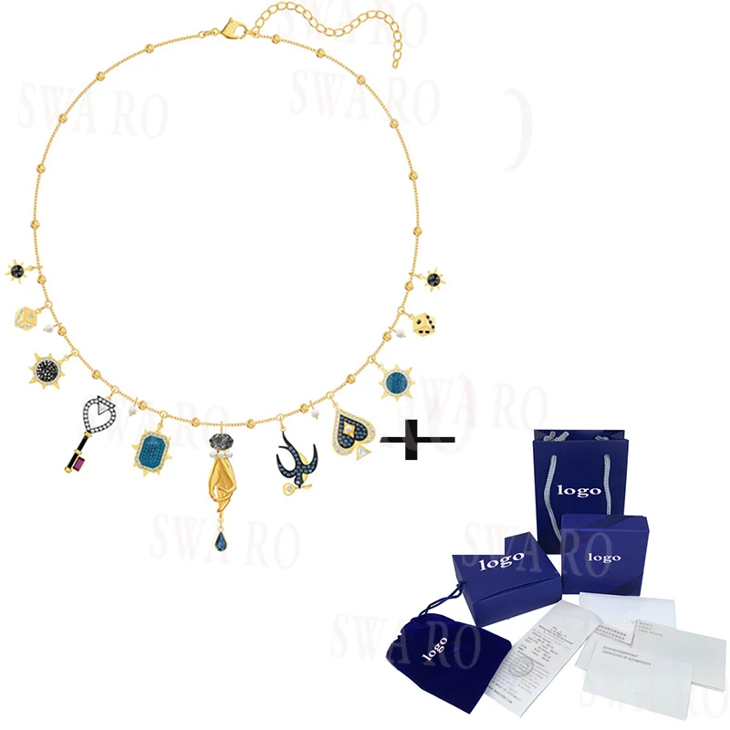 

2019 New TAROT MAGIC Mysterious Lucky Symbol Necklace Colored Bird, Key Decoratiop Spade Crystal Necklace Women's Christmas Gift