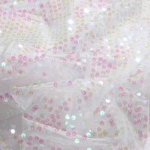 130 см х 1 м/Лот Красочные 6 мм блестки вышивка сетка ткань для DIY свадебное платье сцена одежды одежда украшения ткань
