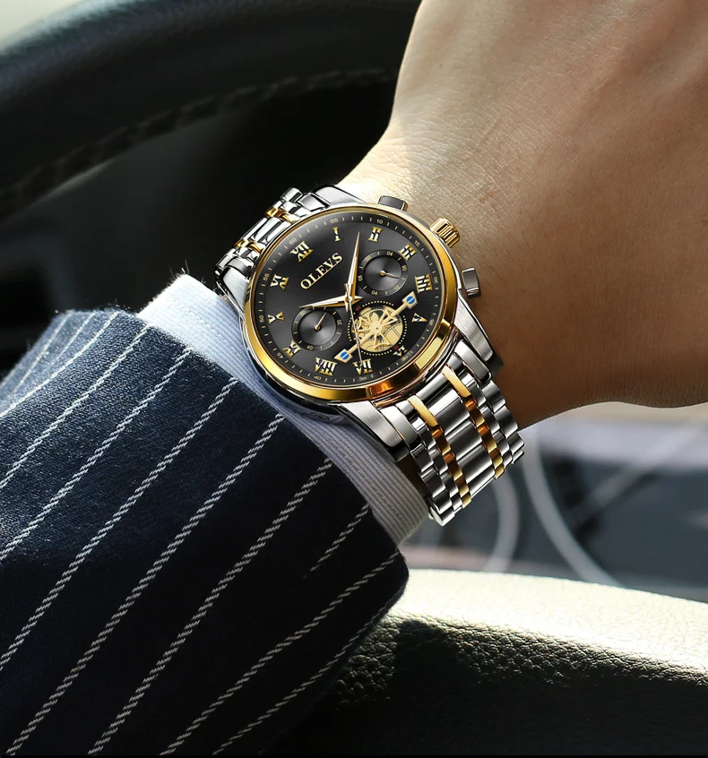 OLEVS Tourbillon Style Chronograph Men Watches 2021 Luxury Brand Sport Watch for Men Popular Hot Fashion Quartz Wristwatches