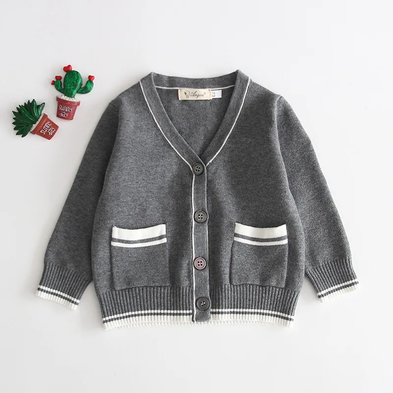 Кардиган для маленьких мальчиков, свитер, куртка, вязаный свитер из чистого хлопка, зимняя одежда для маленьких девочек, вязаный свитер для маленьких девочек