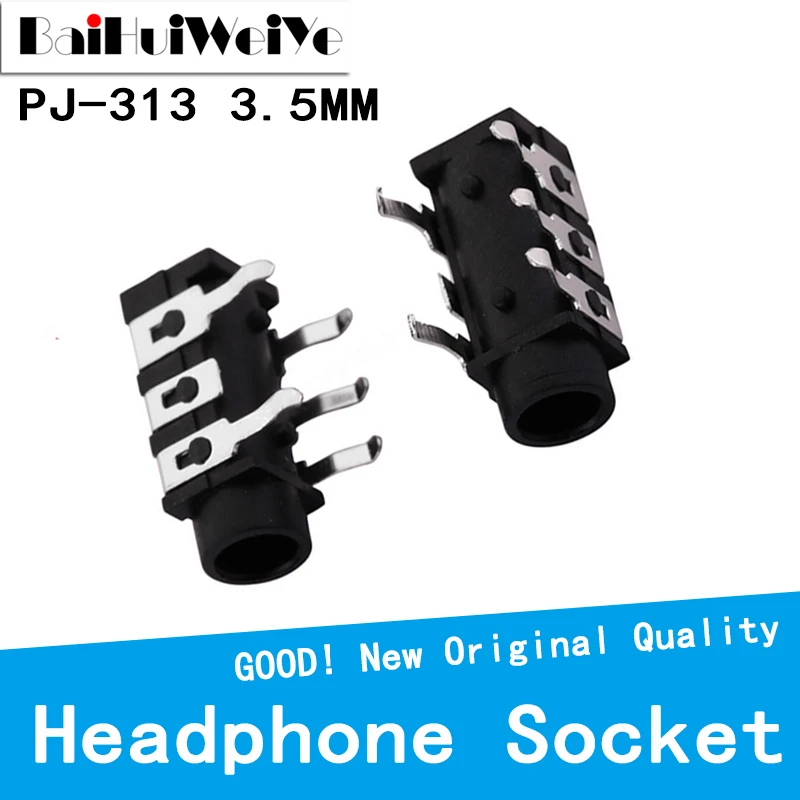 20PCS/LOT PJ313 3.5mm 5Pin Stereo Headphone Audio Jack Earphone Socket Audio Socket PJ-313 The 3 Section Of the 5 Pin hifi 4 pin xlr 4 4mm 2 5mm 3 5mm 6 35mm jack 16 cores to headphone earphone cable for sennheiser hd 800 s hd800 hd800s