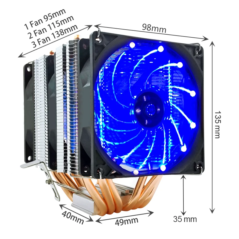 Снеговик 6 тепловых трубок Процессор кулер 4 Pin PWM RGB PC тихий Intel LGA 2011 | Компьютеры и