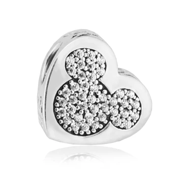 

Mouse True Love Heart Charm Woman DIY Popular Jewelry Fits original 925 Silver Bracelet & Bangle Silver Beads For Jewelry Making