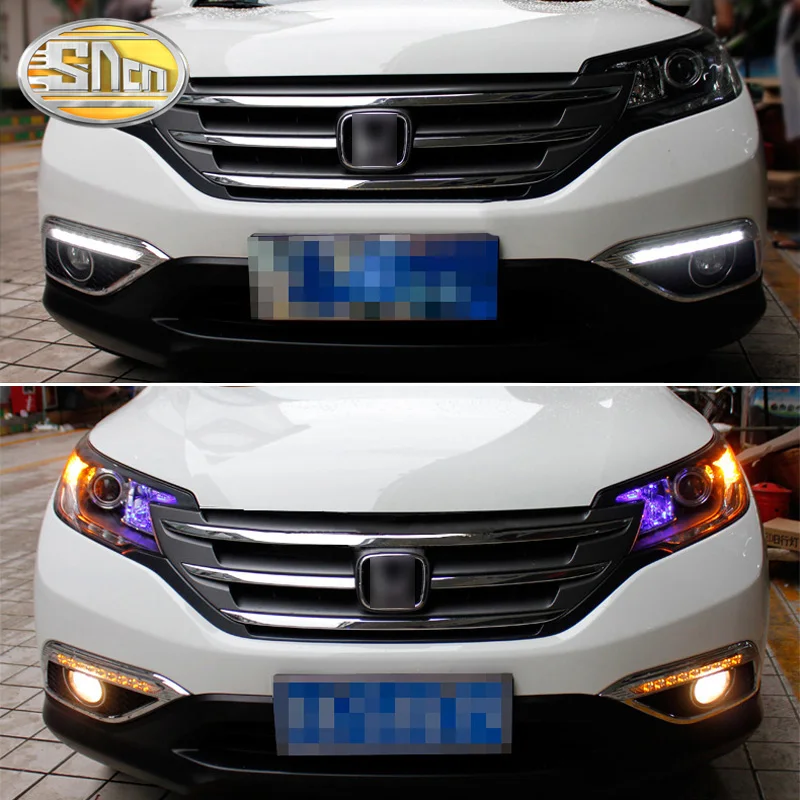 Светодиодный Габаритные огни для Honda CR-V таможенный приходной ордер 2012 2013 DRL Противотуманные фары крышка с желтым Поворотная сигнальная лампа