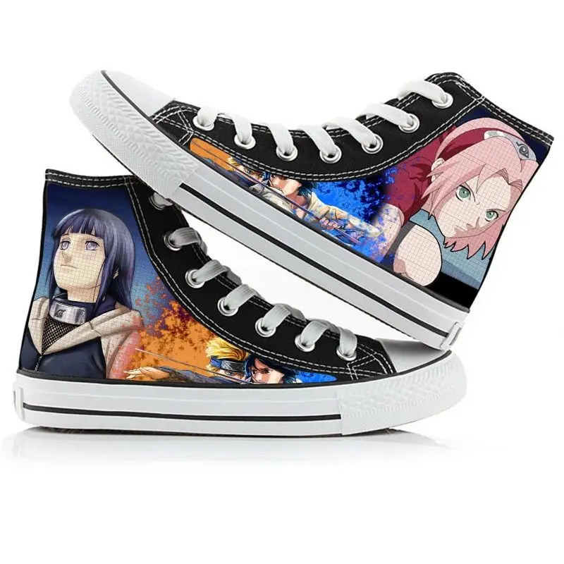 Аниме мультфильм печатных обувь Наруто Учиха Косплей-костюм SASUKE для мужчин/женщин на плоской подошве любителей кроссовки унисекс - Цвет: Розовый