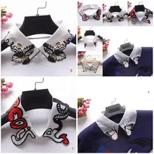 Популярная рубашка поддельный съемный воротник мультфильм вышивка куртка с лацканами топы костюм декоративный воротники-обманки Женская одежда Аксессуары