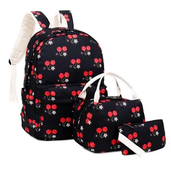 

3pcs/set children school bags for teenage girls cute canvas school backpack school girl pineapple bag for kids shoulder bag set