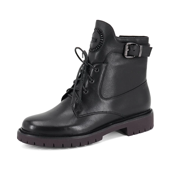 SOPHITINA/модные однотонные ботинки из высококачественной коровьей кожи с круглым носком; удобная обувь на квадратном каблуке; новые ботильоны на шнуровке; SC394 - Цвет: Black