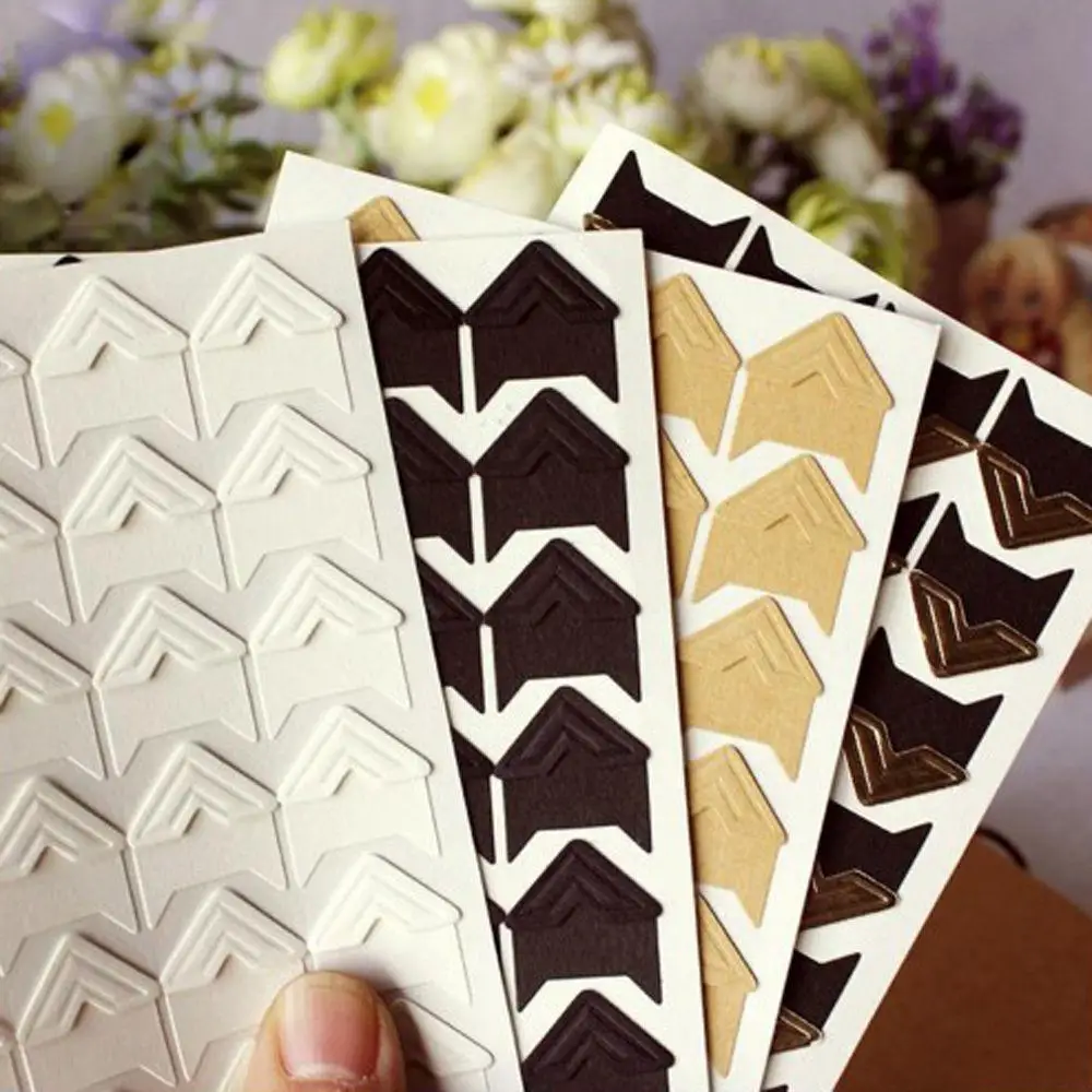 24 шт./лот DIY старинные угловые крафт-бумага наклейки для фотоальбомов рамка