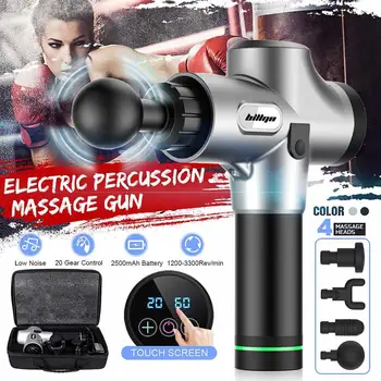 

20 Files 4 Heads Electric Percussion Fascia Gun Deep Muscle Vibration Relaxing Therapy Device Sport Recovery Massager Big Sale