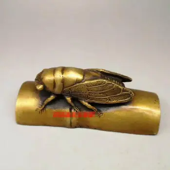 

Copper Satue Pure yellow Kaiguang Fengshui antique ornament antique sundry cicada study retro nostalgia