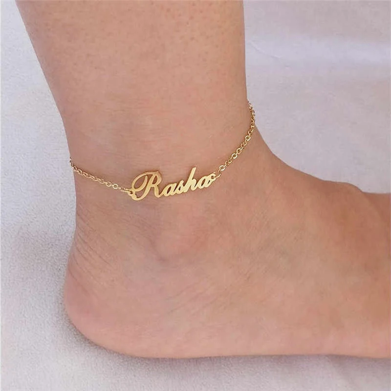 Personalized Name Anklet Bracelet Stainless Steel Custom Nameplate Anklet Initial Letter Anklet Beach Jewelry Bridesmaid Gift