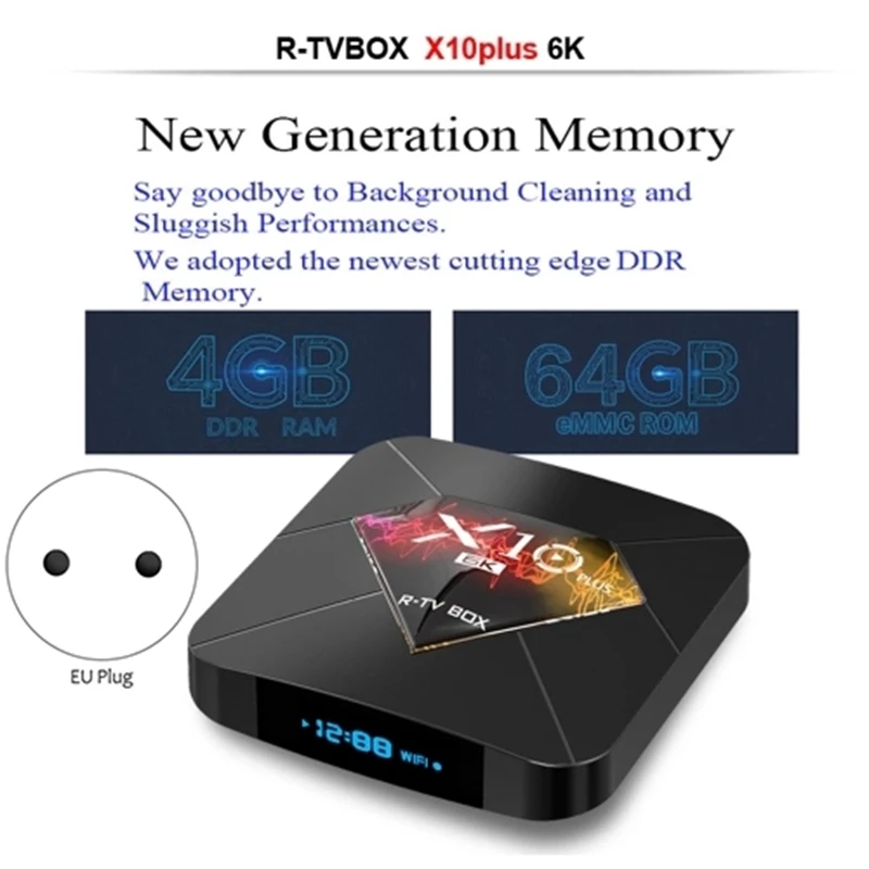 R-tv BOX X10 PLUS Android 9,0 Smart tv Box Allwinner H6 UHD 4K медиаплеер 6K декодирование изображения 4 GB/64 GB 2,4G WiFi 100M LAN USB3