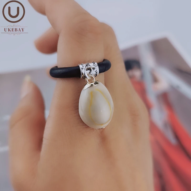 UKEBAY New Real Natural Shell Ring Women Elasticity Rubber Rings Real ...