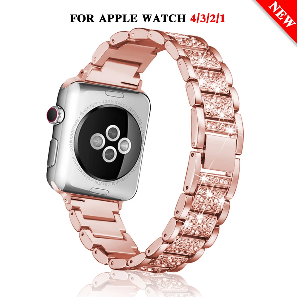 

Stainless steel strap for Apple Watch 40mm 44mm 38mm 42mm ladies diamond band for Apple iWatch series 5 4 3 2 1 iWatch bracelet
