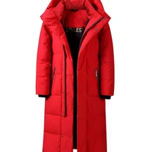 Мужская удлиненная белая куртка-пуховик на утином пуху, новинка, зимние плотные облегающие теплые куртки и пальто, Мужская брендовая одежда, 6577