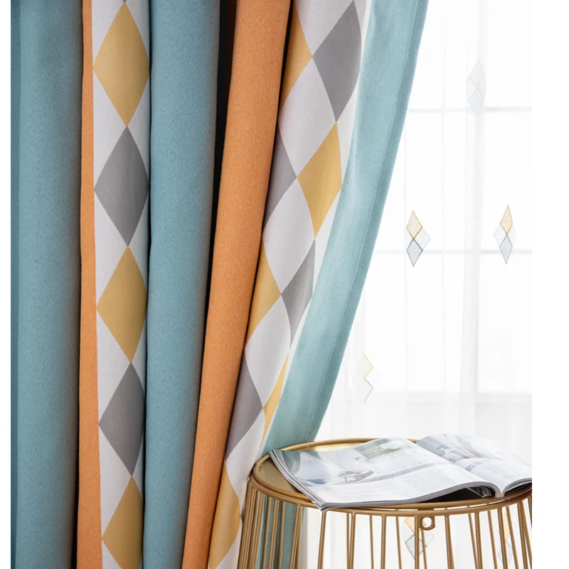 Жаккардовый хлопковый льняной шторы с цветными бриллиантами и геометрическими узорами, занавески для кухни, занавески на окна в полоску, занавески из синели для гостиной