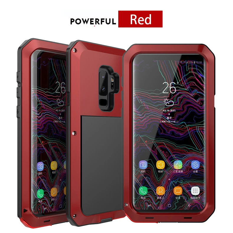 Красный Чехол для samsung Galaxy S10 Plus s7 edge s8 s9 s10e чехол Роскошный бронированный ударопрочный металлический алюминий+ силикон - Цвет: Красный