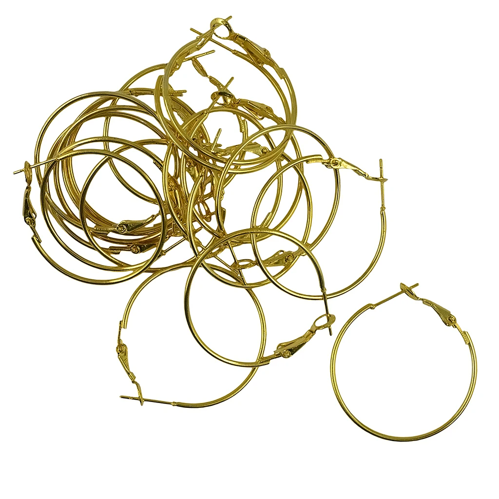 40 Pieces Fashion Women Copper Round Big Large Hoop Huggie Loop Earrings