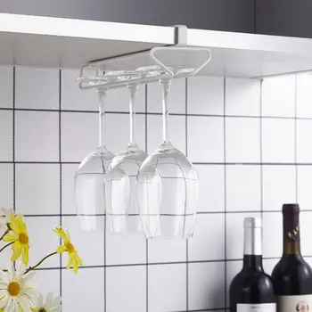 

Cabinet Hanging Champagne Wine Glass Rack Cup Goblet Stemware Storage Shelf Bar