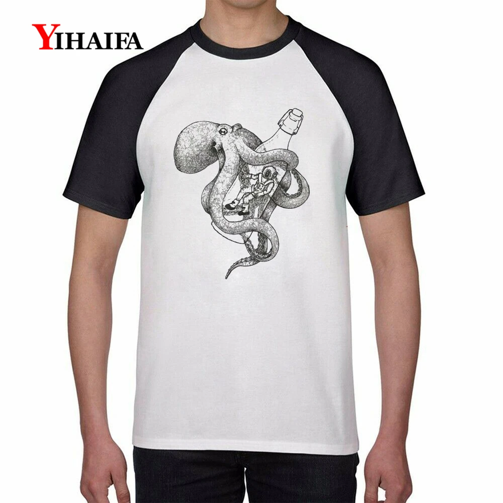 

Mens T Shirts 3D Animal Octopus Funny Astronaut Graphic Tees Hip Hop Tee White Tops Harajuku Casual Unisex T-shirt