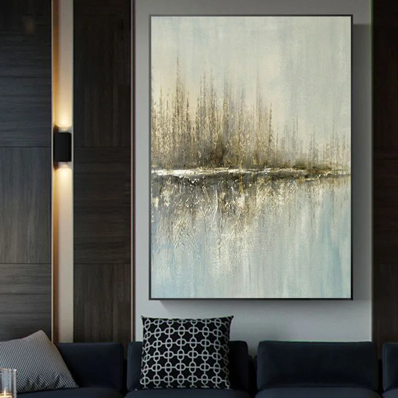 

Handmade Painting DoubleTree By Abstract Gold Foil Hanging Painting Nordic Simple Mural Modern Decorative Painting Wall Decor