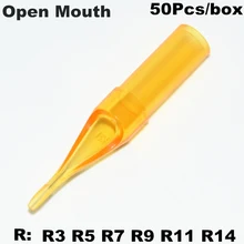 Татуировки наконечники пластиковые RT FT 50 шт круглые плоские золотые акулы стерилизованное одноразовое сопло иглы Советы для машинка для тату иглы