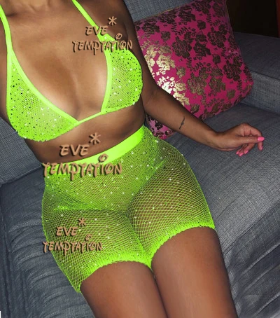 HOT glisten plus size Sexy Lingerie Underwear Stripper seksi Unique panty-hose twinkle Crystal intimates Costumes bra+hot pants
