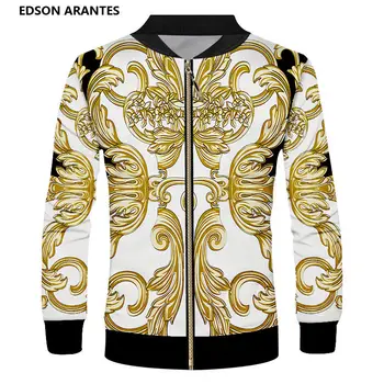 

S-6XL Funky Baroque Floral Bombers Zipper Jackets Men Luxury Design 3d Print College Jacket Unisex Casual Baseball Coats Custom