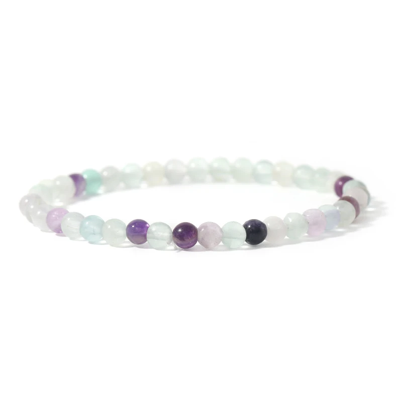 

4MM MiniRainbow Fluorite Bracele Energy Bracelets Tiny Bracelet Natural Stone Statement Bracelet Charm Beaded Couples Bracelets
