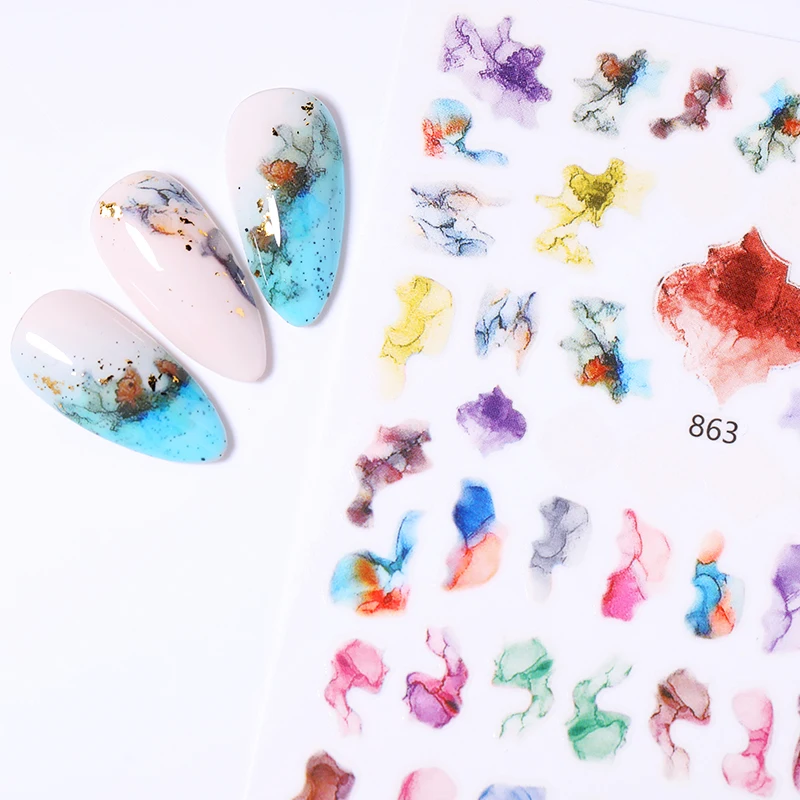 

1 Sheet 3D Stickers for nails Manicures Marble Blooming Nail Decals Decoration Nail Art Transfer Slider Wraps Accessories