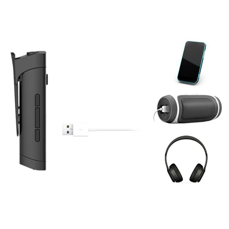 Bluetooth аудио приемник воротник клип Тип беспроводной адаптер для смартфона гарнитура стерео аудио адаптер, черный