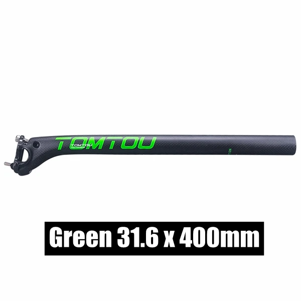 SeatPost 31.6MM TOMTOU велосипедный руль для горного велосипеда набор 3K углеродный MTB руль велосипеда+ стержень+ подседельный штырь(смещение 20 мм) зеленый матовый-TG1T23 - Цвет: SeatPost 31.6MM