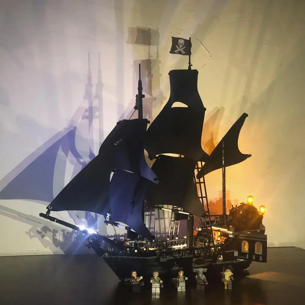 16006 Пираты Карибского моря черный жемчуг корабль модель светодиодный свет совместимый с Iegoset 4184 строительные блоки кирпичи игрушки - Цвет: ONLY LED Light