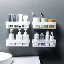 Bathroom Shelf Bathroom Adhesive Storage Rack Kitchen Home Decoration Corner Shower Shelf Rack Storage Rack Accessories 3 Colors