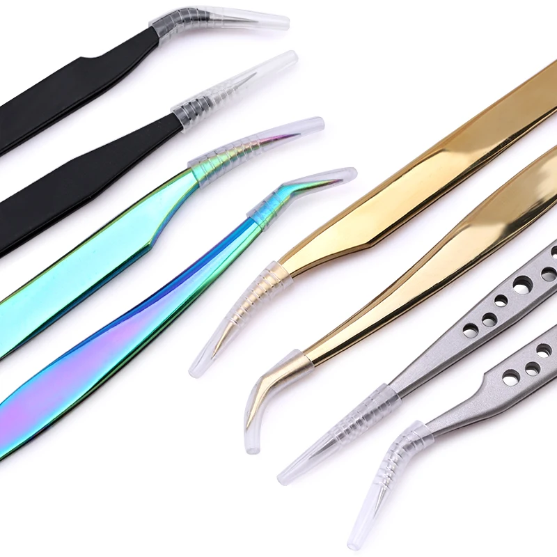 Stainless Steel Tweezers Nail Styling Fixed Clip Manicure Nail Art Tools Nail Extension Shaping Tweezer Acrylic UV Gel Curve 4
