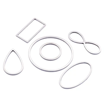 

10Pcs/lot Stainless Steel Circle Oval Teardrop Rectangle Infinity Geometric Rings Link Charm Connectors DIY Earring Findings