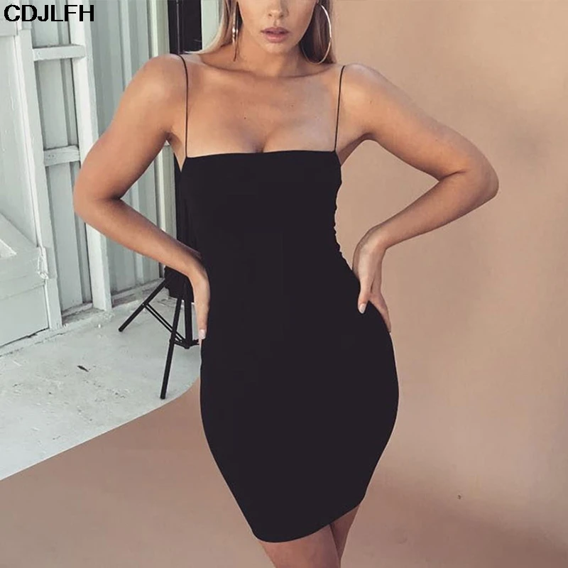Robe Sexy Club Dresses Summer Solid Color Backless Spaghetti Straps Nightclub Dress Bodycon Mini Sundress Elegant Party Vestidos