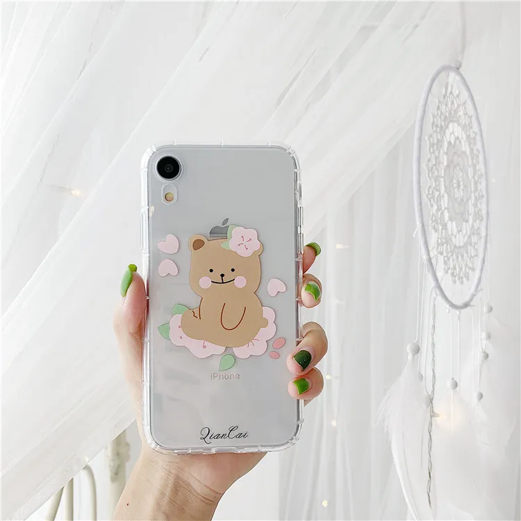 Niceking для iPhone 6, 6s, 7, 8 Plus, X, XR, XS Max, чехол с милым мультяшным медведем, Кроликом, мягкий ТПУ чехол для телефона, для iPhone 11 Pro, Max, чехол