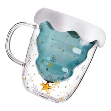 Двойная анти-обжигающая прозрачная стеклянная чашка Рождественская елка звезда чашка кофе молоко сок чашка для детей Девушка Рождественский подарок