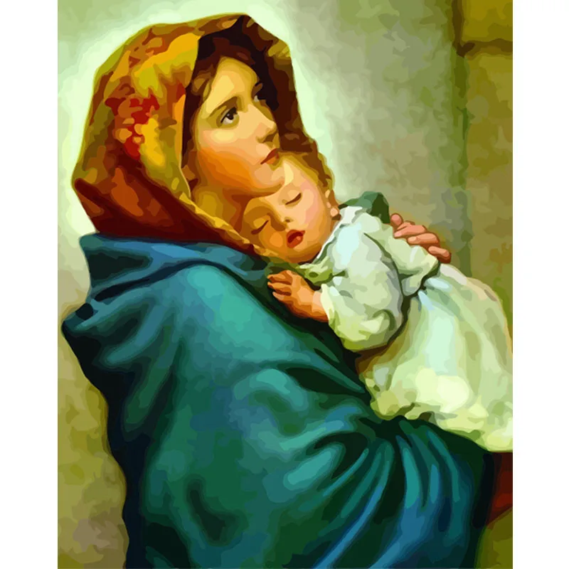 

Inspirational Canvas The Virgin Mary Holds Yesumaliya Jesus Painting Digital Acrylic Hand Painted Canvas Oil Paintings 40X50cm