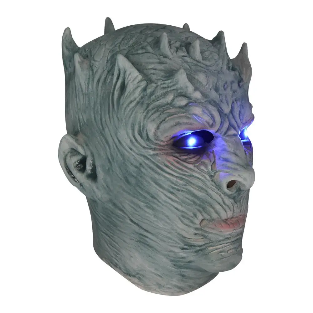 Новая игра престолов ночь король Карнавальная маска белые ходоки зомби шлем с LED подсветкой Детская латексная маска для взрослых вечерние Хэллоуин реквизит