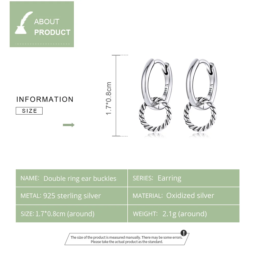 Double Ring Ear Buckles Round Circle Earrings - Image 5