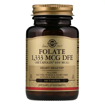 

Free shipping Solgar Folate 1,333 mcg DFE (Metafolin 800 mcg) 100 tablets