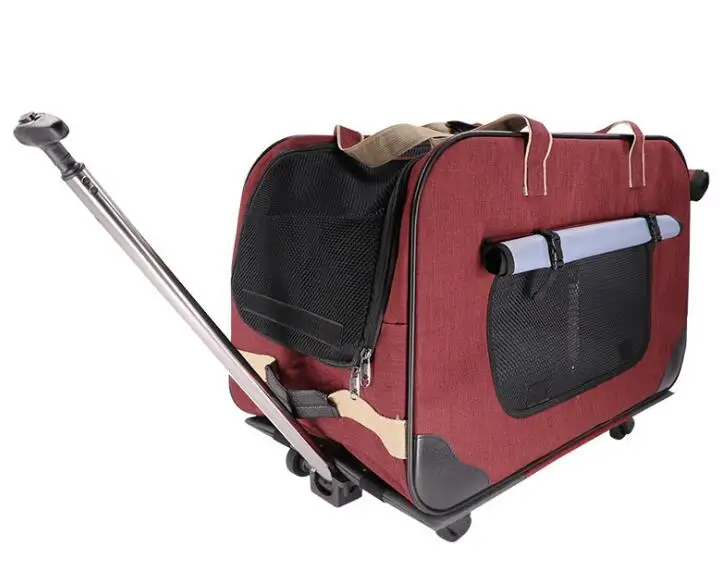 

H Pet trolley folding four-wheeled dog trolley box cat suitcase bag breathable closed Lever Panoramic Skylight Super Breathable