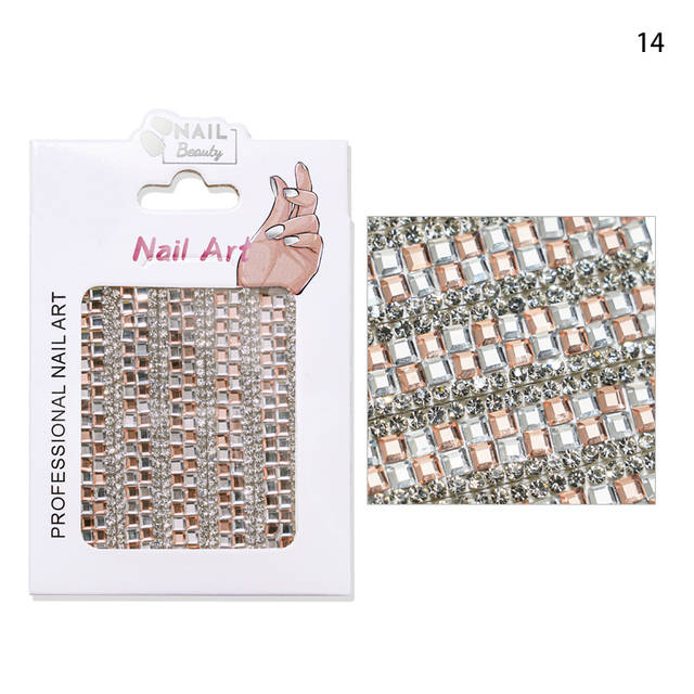 Luxurious Nail Crystal Chains NICE French Wide Lines AB Arbitrary Cut Charms Rhinestones Glass Belt Nail Art Gemchain 3D